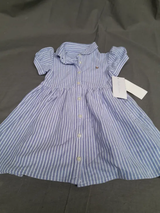 RALPH LAUREN LIGHT BLUE & WHITE STRIPE DRESS - 12 MONTH