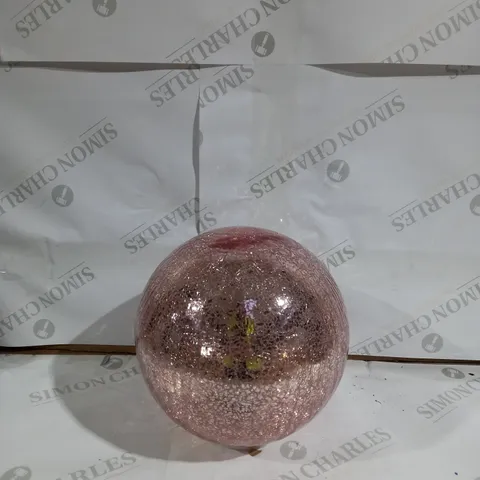 DESIGNER CRACKLE BLUSH PINK GLASS ORNAMENT 