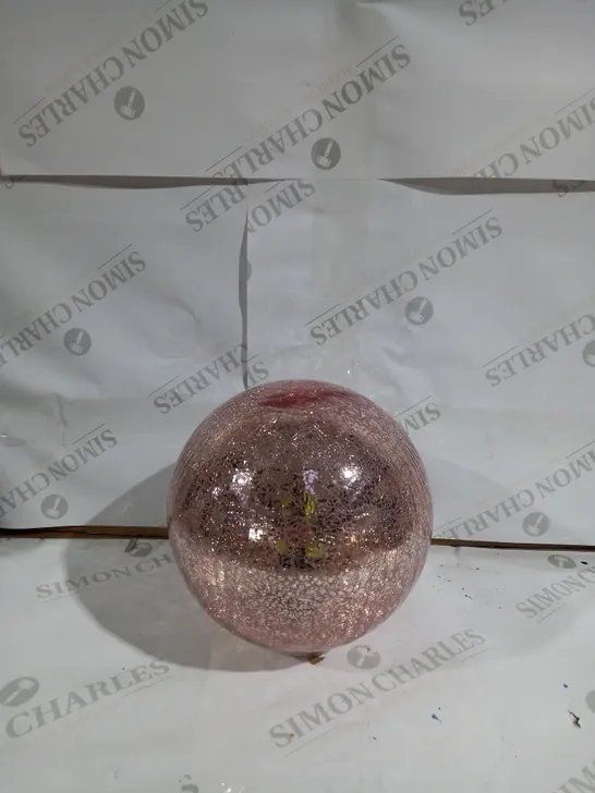 DESIGNER CRACKLE BLUSH PINK GLASS ORNAMENT 