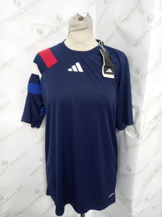 ADIDAS STRIPE JERSEY IN BLUE SIZE S