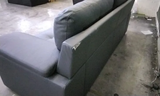 DESIGNER GREY LEATHER 3 SEATER SOFA