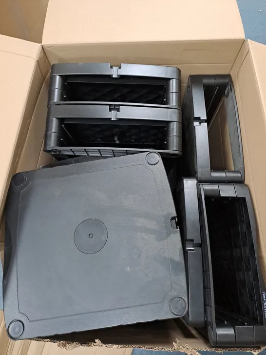 LARGE BOX OF ASSORTED OFFICE EQUIPMENT TOO INCLUDE STORAGE CONTAINERS 