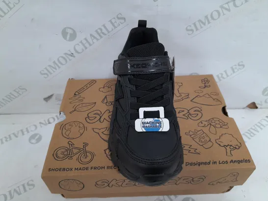 PAIR OF SKETCHERS MEMORY FOAM VELCRO TRAINERS IN BLACK - KIDS UK 13.5