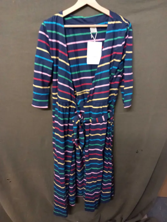 FRUGI BLOOM RICO WRAP DRESS INDIGO RAINBOW STRIPE - SIZE 16