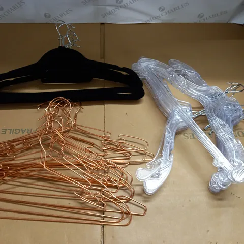 lot of assorted clothes hangers 