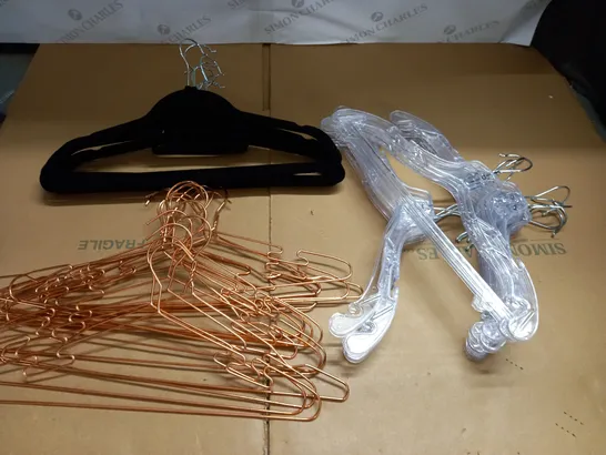 lot of assorted clothes hangers 