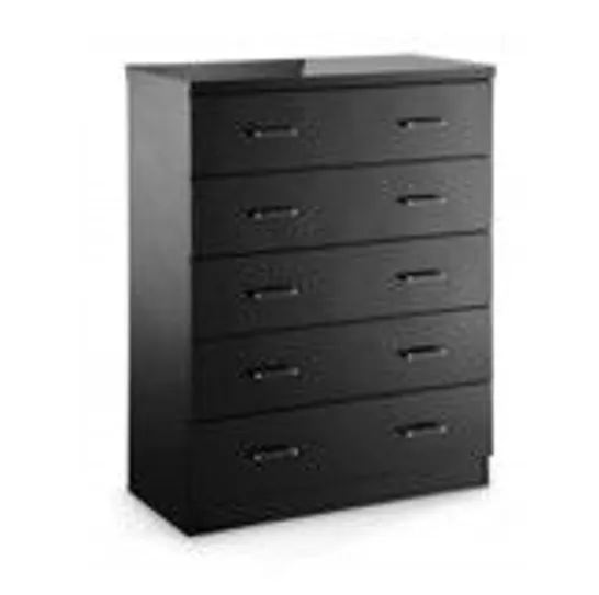 BOXED NOVELLO 5-DRAWER CHEST IN BLACK GLOSS - 1 BOX