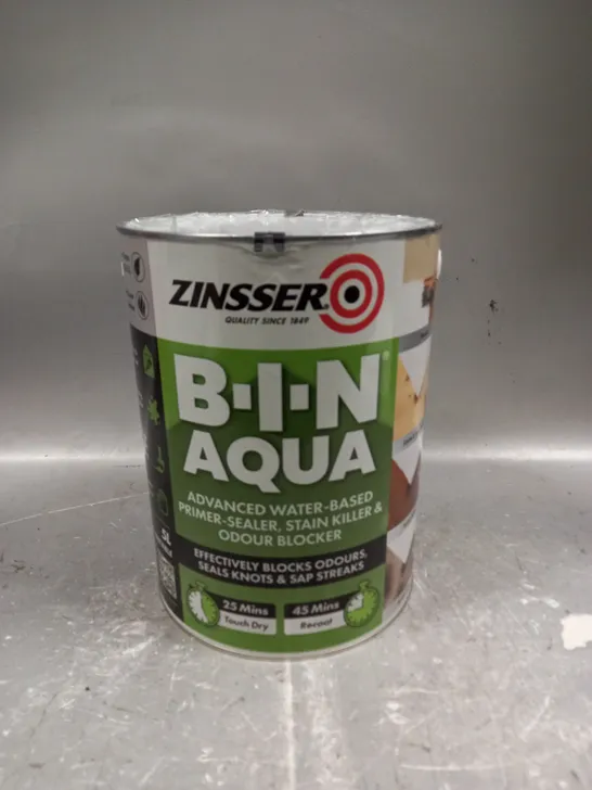 SEALED ZINSSER BIN AQUA ADVANCED WATER BASED PRIMER SEALER - WHITE 5L - COLLECTION ONLY 