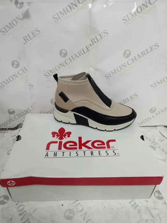 RIEKER HIGH TOP TRAINER OFF WHITE SIZE 5 - BOXED 