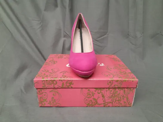 BOXED PAIR OF CLARA'S CLOSED TOE HIGH HEEL SHOES IN FUCHSIA 36