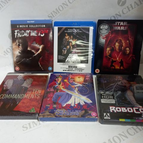 LOT OF APPROXIMATEL 15 BLU-RAYS, TO INCLUDE FRIDAY THE 13TH, STAR WARS, THE KILLER METEORS, ETC