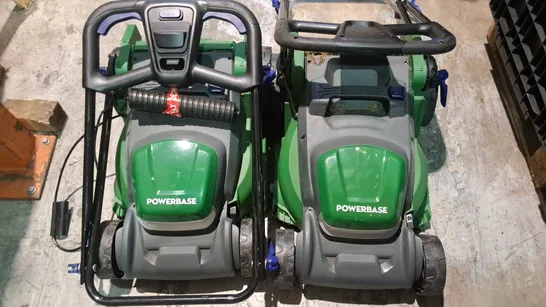 LOT OF 6 ASSORTED UNBOXED POWERBASE LAWNMOWERS TO INCLUDE WIRED AND CORDLESS