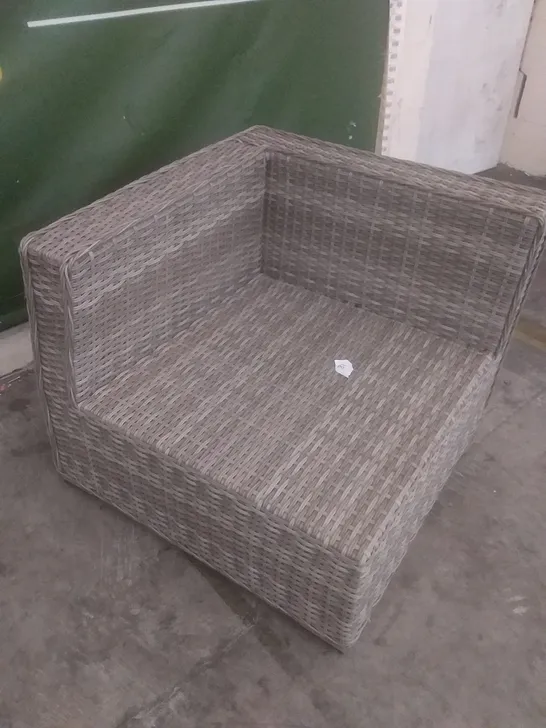 RATTAN EFFECT GREY GARDEN SOFA SECTION