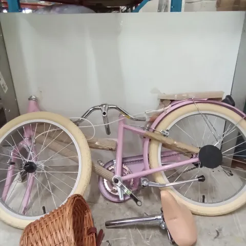 BOXED CHILDRENS PINK BICYCLE WITH BASKET