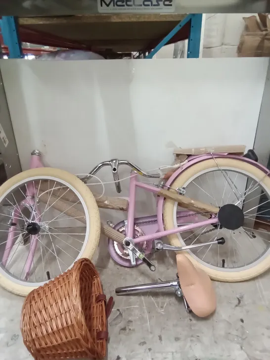 BOXED CHILDRENS PINK BICYCLE WITH BASKET