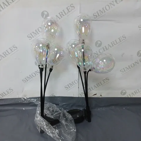 BOXED GARDEN REFLECTIONS SET OF 2 SOLAR LED IRIDESCENT BALLOON CLUSTER STAKE LIGHTS