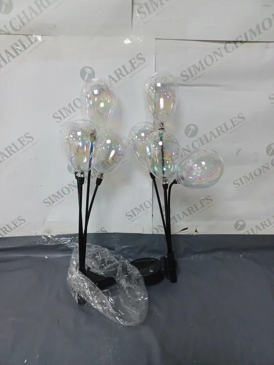 BOXED GARDEN REFLECTIONS SET OF 2 SOLAR LED IRIDESCENT BALLOON CLUSTER STAKE LIGHTS