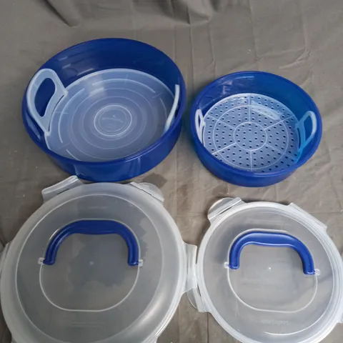 LOCK N LOCK SET OF 2 FOOD CARRY CONTAINERS - ROYAL BLUE