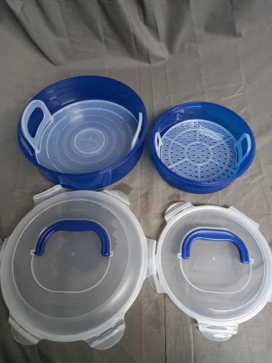 LOCK N LOCK SET OF 2 FOOD CARRY CONTAINERS - ROYAL BLUE