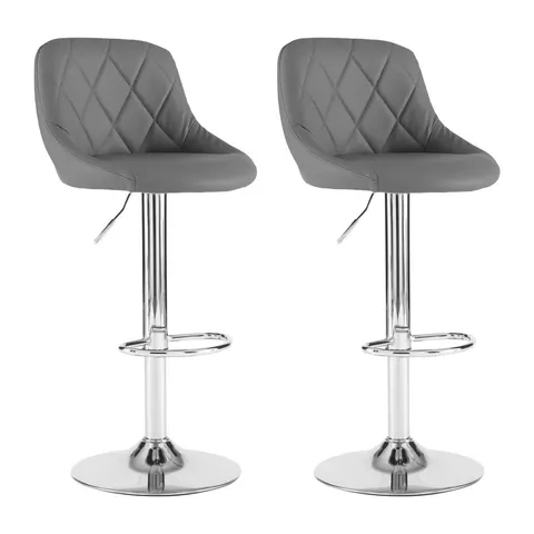 BOXED SET OF 2 NEO MADRID FAUX LEATHER SWIVEL BAR STOOLS - DARK GREY (1 BOX)