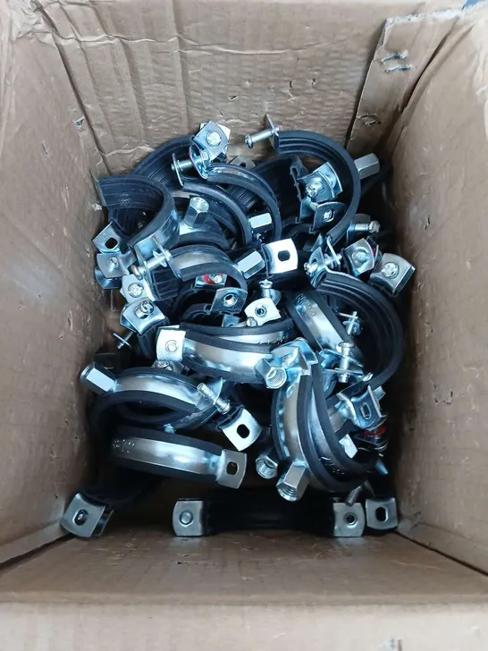 LOT OF APPROXIMATELY 15 PAIRS RUBBER LINED PIPE CLAMPS