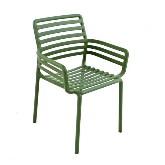 BOXED SLAT BACK STACKING ARMCHAIR