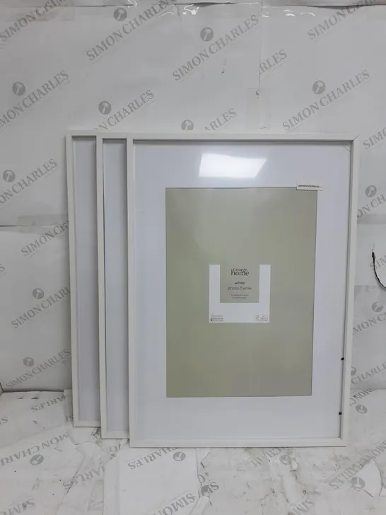 BOXED GEORGE HOME SET OF THREE WHITE PHOTO FRAMES A2 WITHOUT AND A3 WITH MOUNT