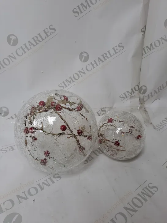 BOXED SET OF 2 GLOBE BERRY DECORATIVE SPHERES