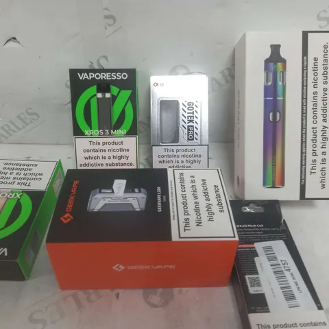 BOX OF APPROXIMATELY 20 ASSORTED E-CIGARATTES TO INCLUDE VAPORESSO, INNOKIN, ASPIRE ETC