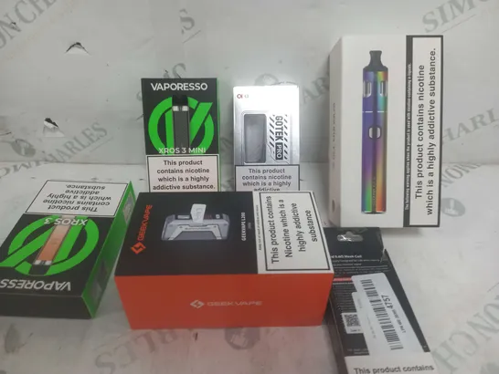 BOX OF APPROXIMATELY 20 ASSORTED E-CIGARATTES TO INCLUDE VAPORESSO, INNOKIN, ASPIRE ETC