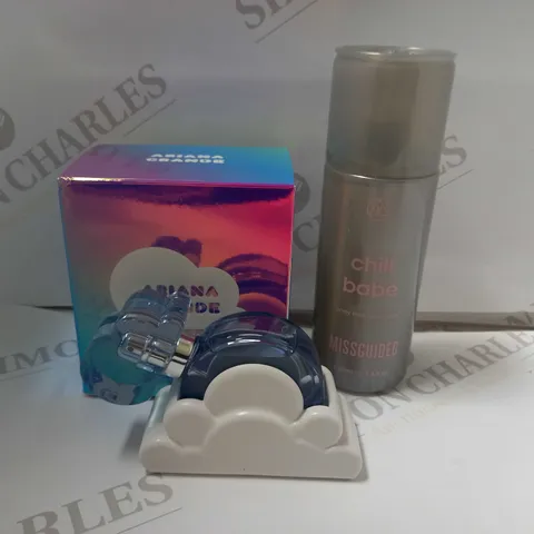 BOX OF TWO ITEMS TO INCLUDE ARIANA GRANDE CLOUD EAU DE PARFUM (30ML) AND MISSGUIDED CHILL BODY MIST