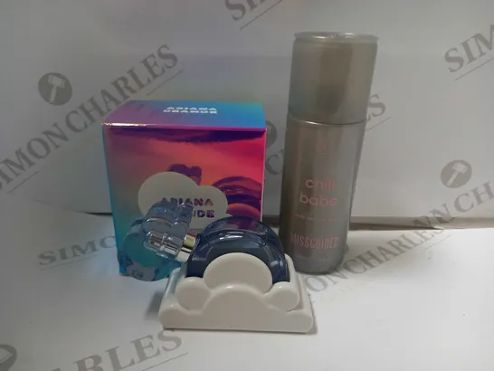 BOX OF TWO ITEMS TO INCLUDE ARIANA GRANDE CLOUD EAU DE PARFUM (30ML) AND MISSGUIDED CHILL BODY MIST RRP £40