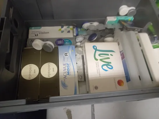 LOT OF ASSORTED EYE CARE ITEMS TO INCLUDE SPECSAVERS, ACUVUE AND REBU