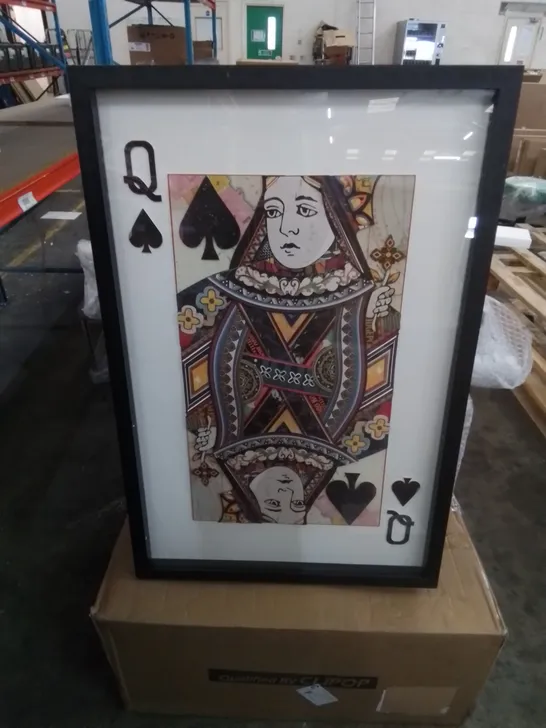 BOXED QUEEN OF SPADES 3D EFFECT ART DECOR PIECE 