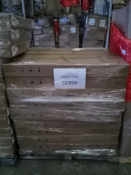 PALLET OF APPROXIMATELY 18 BOXED L-SHAPED COMPUTER DESKS 