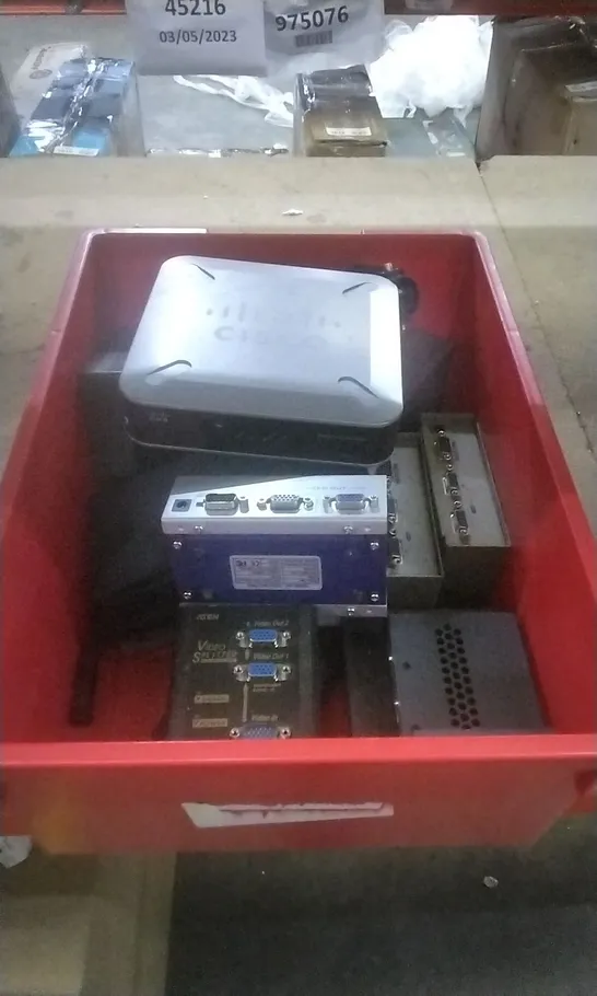 BOX OF ASSORTED ELECTRICAL PARTS