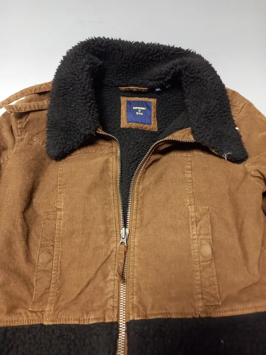 SUPERDRY BROWN CORD JACKET WITH FUR INSIDE - KIDS UK 8