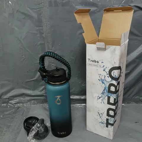 TREBO STAINLESS STEEL WATER BOTTLE, INDIGO BLACK WITH MULTIPLE LIDS 