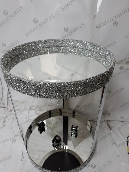 BOXED JULIEN MACDONALD ROUND CRYSTAL BAR CART [COLLECTION ONLY]