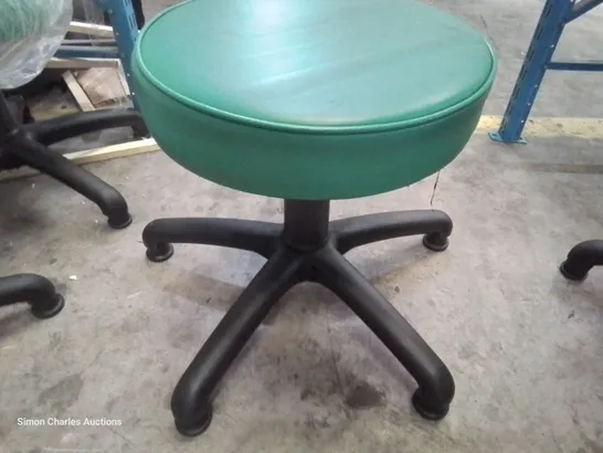 SIX HEIGHT ADJUSTABLE EXAMINATION STOOLS GREEN PU SEAT PADS