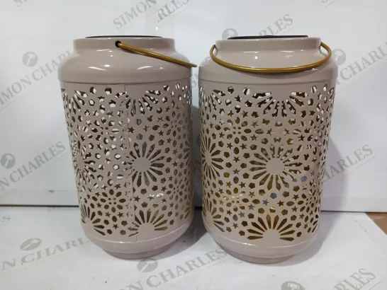 GARDEN REFLECTIONS SET OF 2 PATTERNED SOLAR LANTERNS