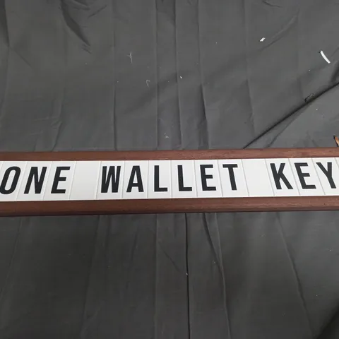 WOODEN PHONE, WALLET AND KEYS SIGN - COLLECTION ONLY