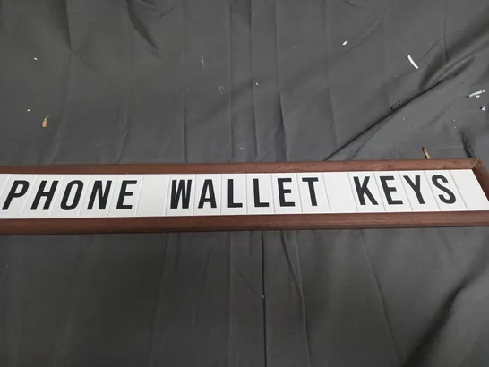 WOODEN PHONE, WALLET AND KEYS SIGN - COLLECTION ONLY