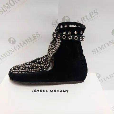 BOXED PAIR OF ISABEL MARANT MORLEY STUDDED SHOES CALF VELVET LEATHER SIZE 36