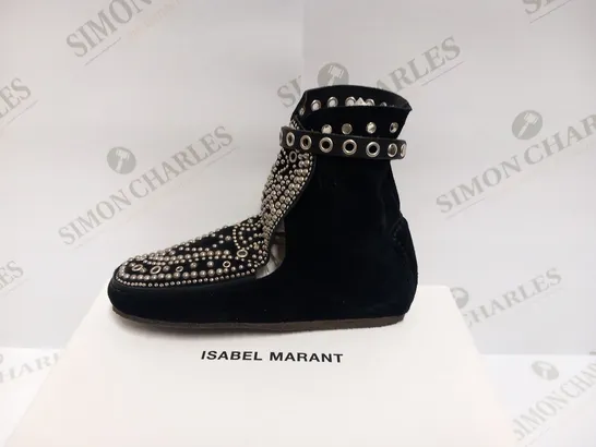 BOXED PAIR OF ISABEL MARANT MORLEY STUDDED SHOES CALF VELVET LEATHER SIZE 36