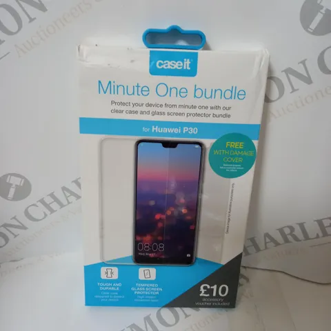 16 MINUTE ONE PREMIUM BUNDLE OF CLEAR CASE AND GLASS SCREEN PROTECTOR FOR HUAWEI P30