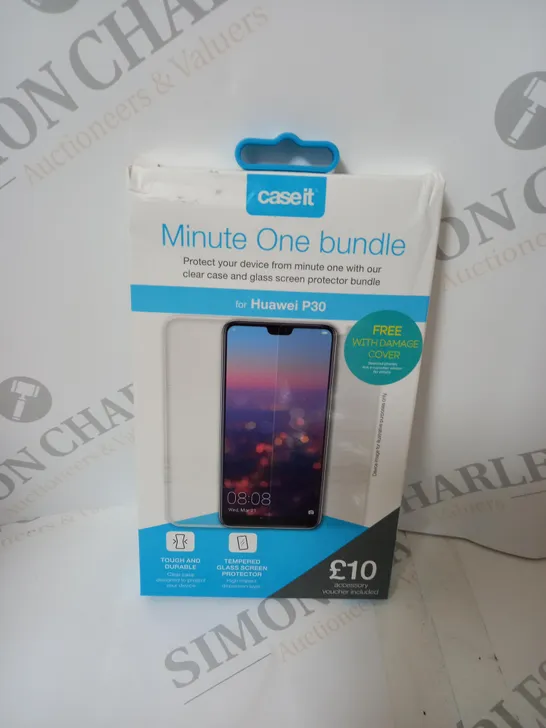 16 MINUTE ONE PREMIUM BUNDLE OF CLEAR CASE AND GLASS SCREEN PROTECTOR FOR HUAWEI P30