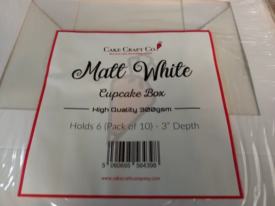 LOT OF 10 PACKS OF MATT WHITE CUPCAKE BOXES - HOLDS 6 CAKES / PACKS OF 10 