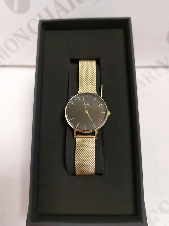 BOXED DANIEL WELLINGTON PETITE EVERGOLD WATCH WITH BRACELET STYLE STRAP