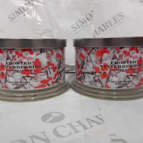 BOXED 2 X HOMEWORK FROSTED WINTERBERRIES SCENTED CANDLE